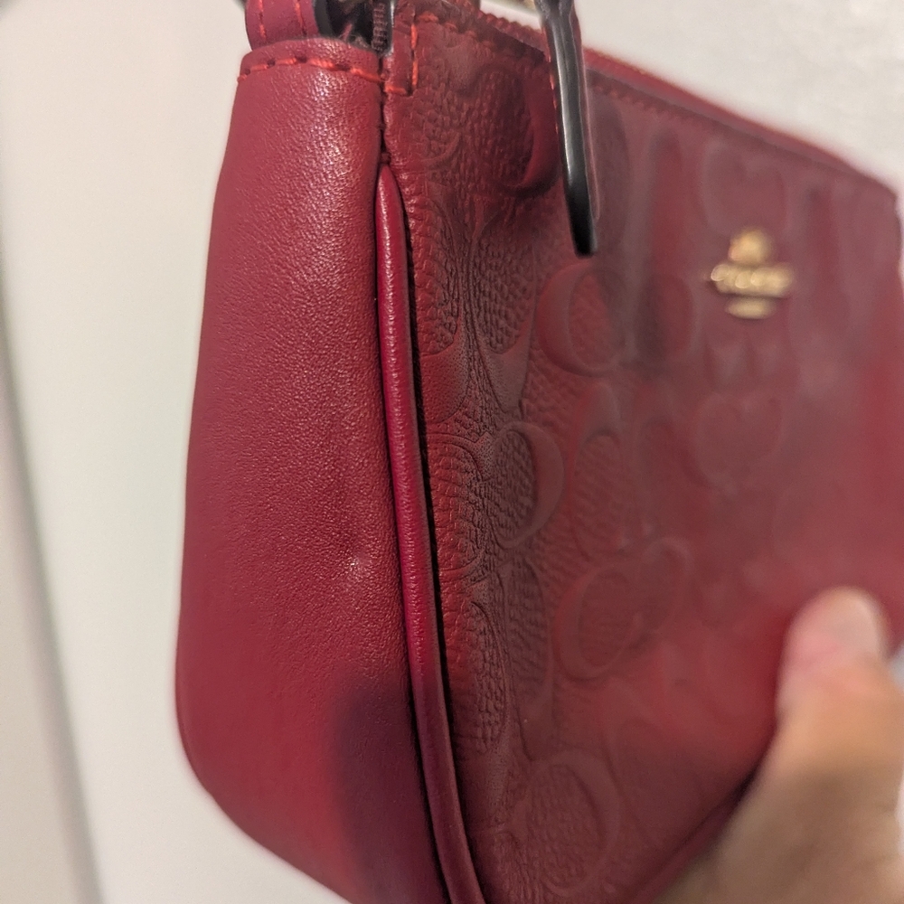 Coach Cherry Red Debossed Nolita EUC - Picture 4 of 13
